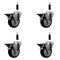 Service Caster 4'' Black Poly Swivel 7/8'' Expanding Stem Caster Set with Brake, 4PK SCC-EX20S414-PPUB-BLK-PLB-78-4 - alternate 1